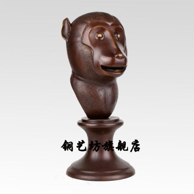 14-China-Bronze-célèbre-Feng-Shui-douze-zodiaque-singe-animaux-tête-Statue-Sculpture-ruban-été-style